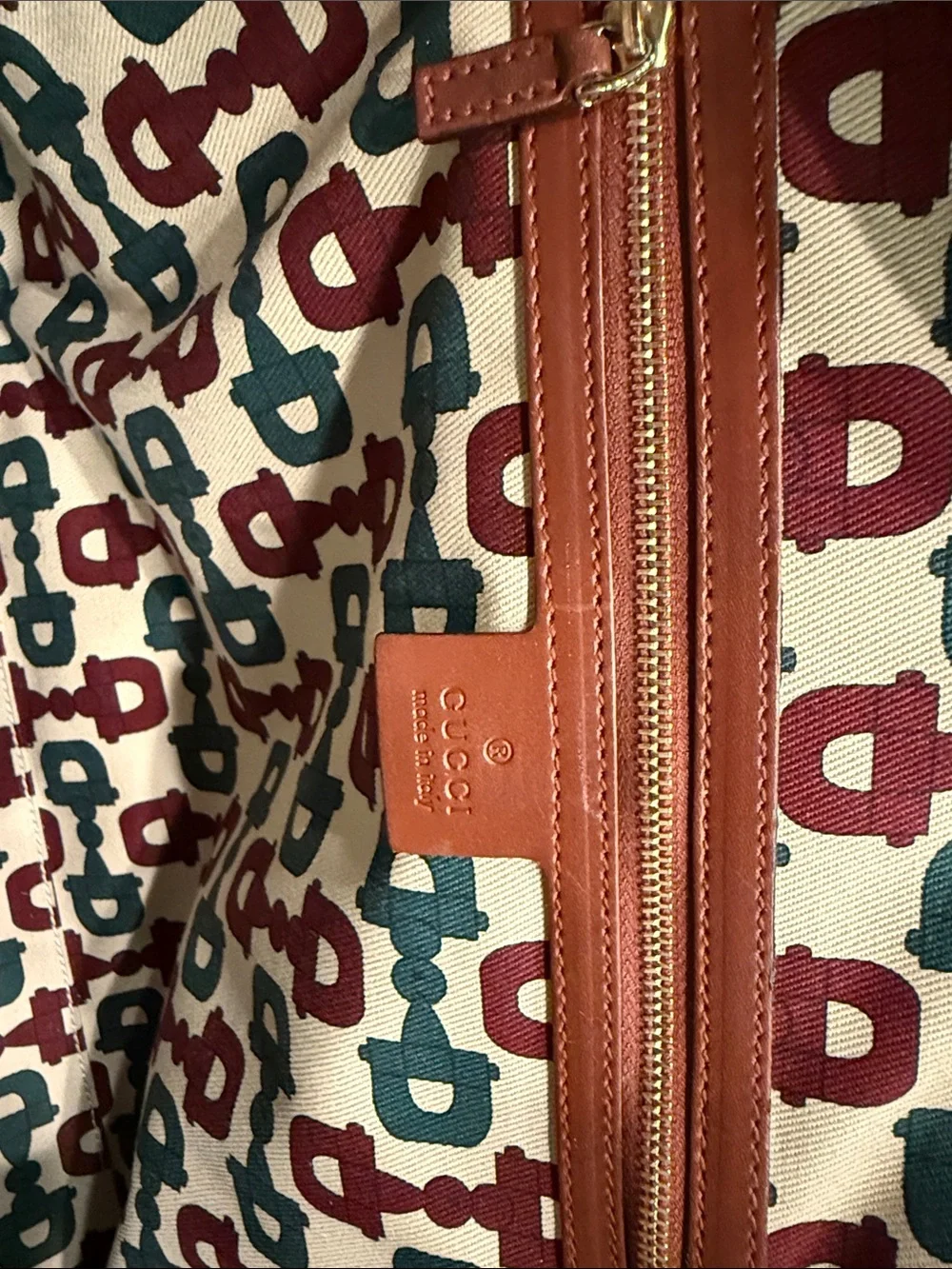 2008 Authentic Gucci Tan Brown GG Monogram Leather Satchel with Gold Hardware